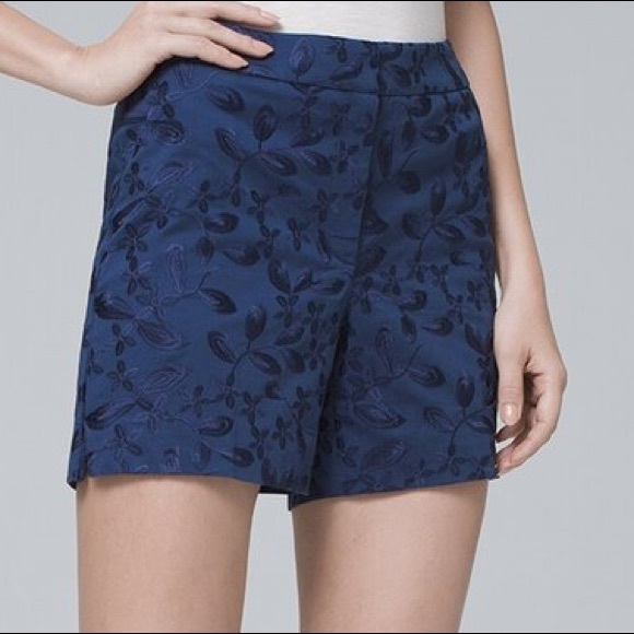 WHITE HOUSE BLACK MARKET Blue Short Embroidered 14 - Picture 13 of 13